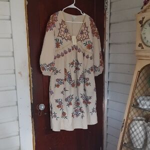 Bohemian Floral Embroidered Dress